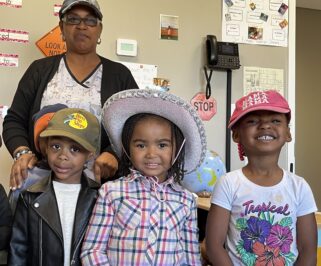 Toddlers with teacher hat day